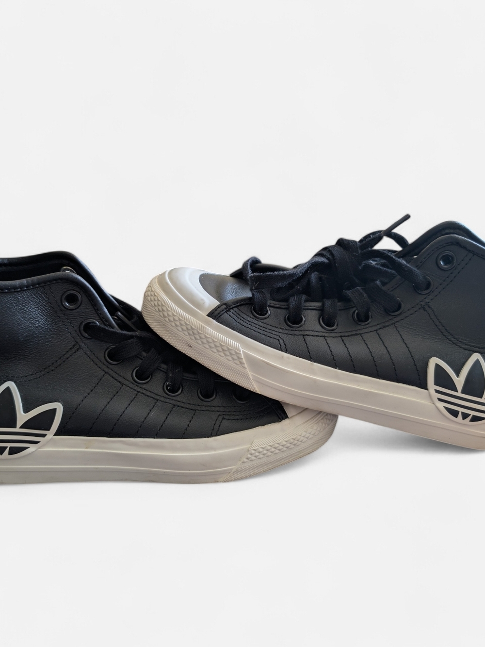 ADIDAS Nizza Hi RF Black White Leather Size 4